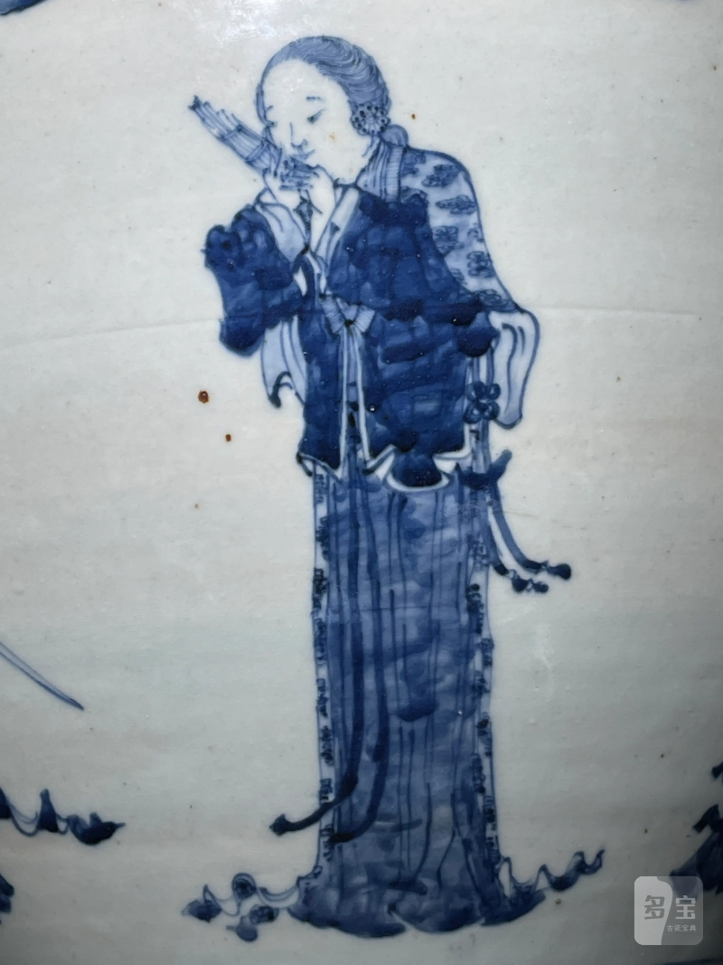 清晚期 青花人物纹卷缸 - 图6